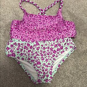 Cat & Jack Pink and Green Leopard Print Bikini